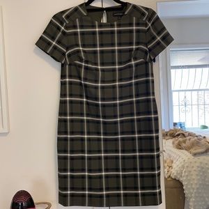 Olive plaid shift dress!